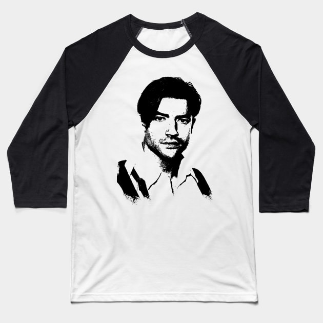 Brendan Fraser Portrait Pop Art Baseball T-Shirt by phatvo